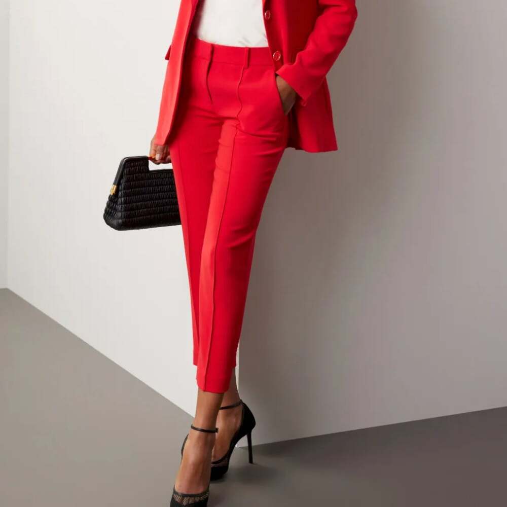 Michael Kors Red Tapered Slim Dress Pant SIZE 6 Work Tailored Chic Designer $225